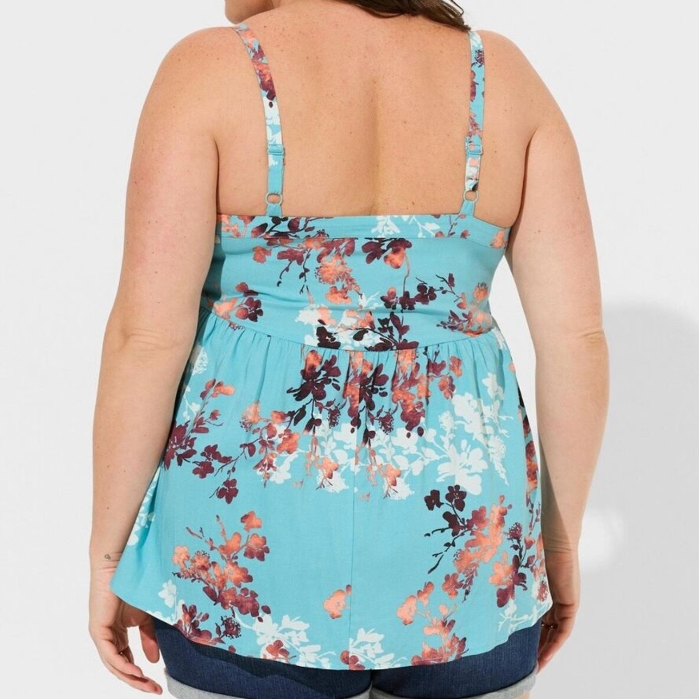 Torrid Blue Floral Baby Doll Camisole Top Size 3 - Picture 3 of 8